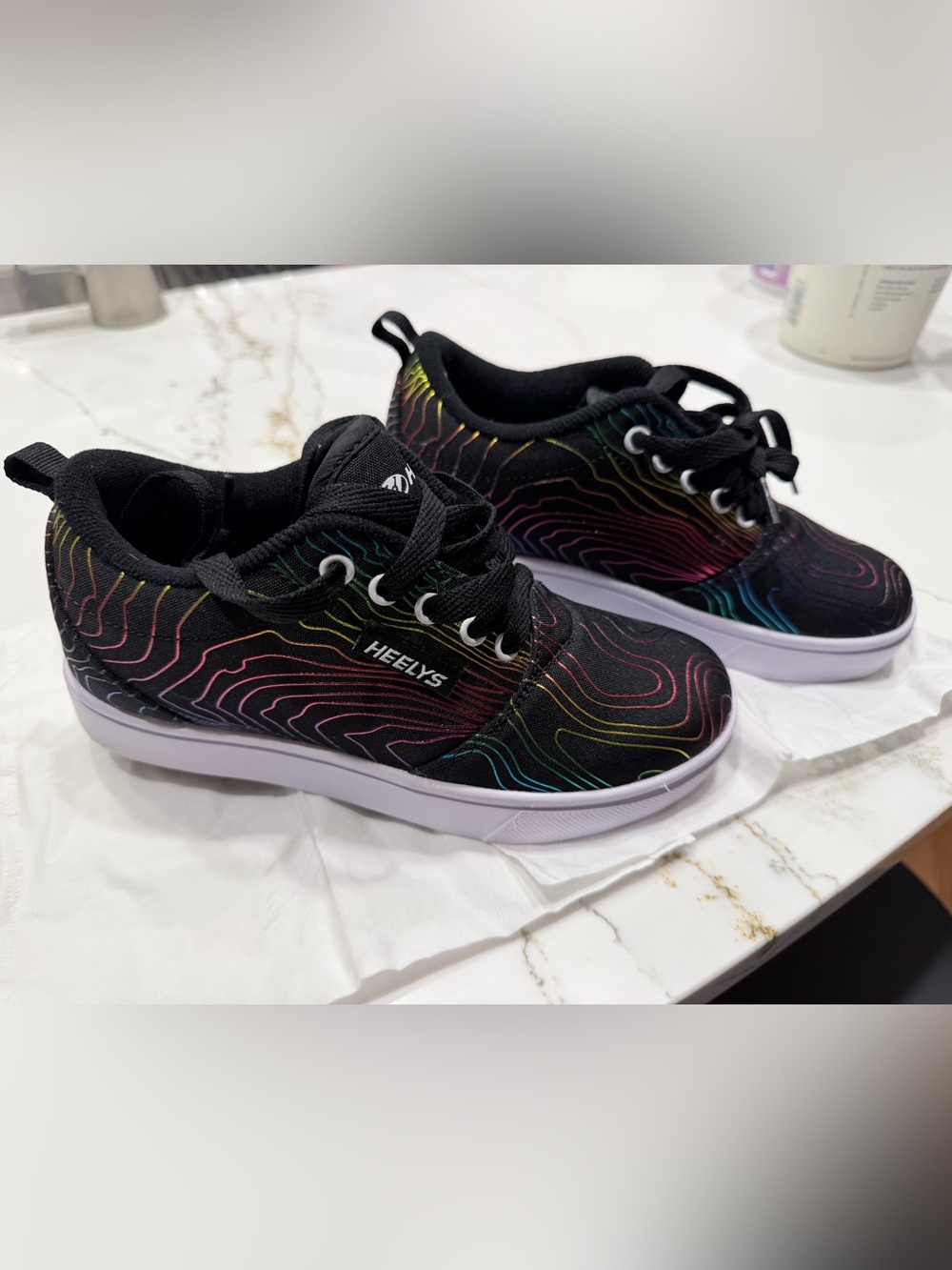 Heelys Kids Black Sneakers with Rainbow Contour Lines